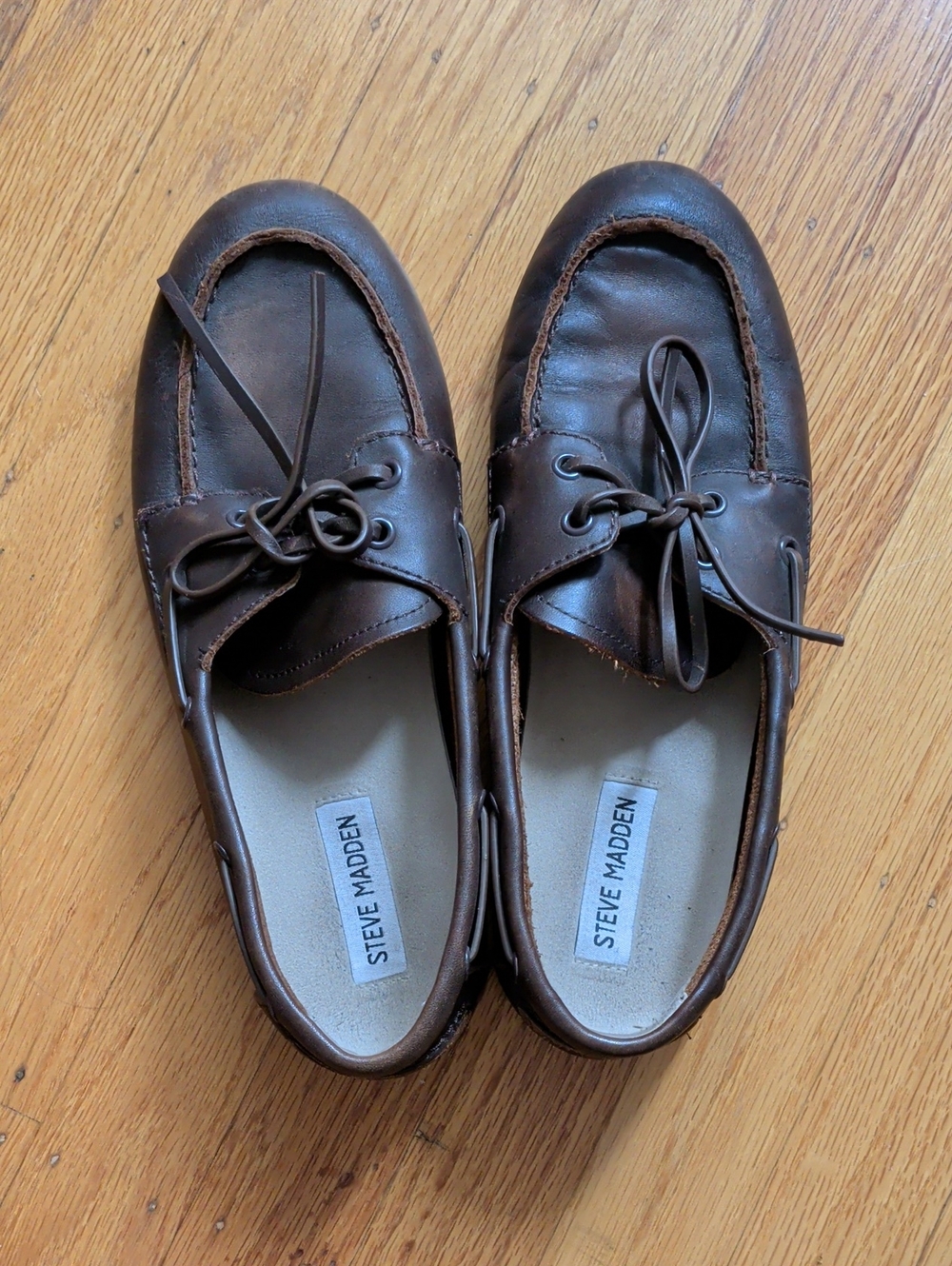 Steve Madden Dark Brown Leather Boat Shoes